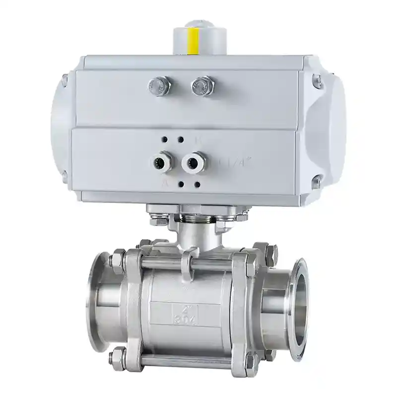 Pneumatic 3-piece Ball Valve with Clamp Ends